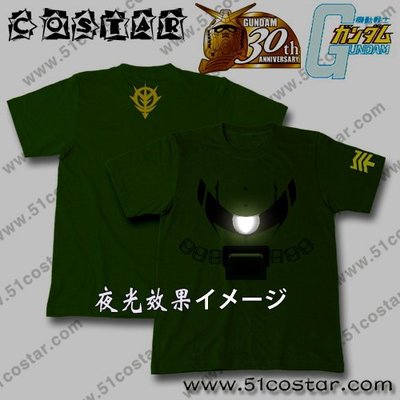 COSTAR日本原裝現貨正版高達動漫周邊T恤二次元扎古短袖軍綠純棉夏季：cosplay