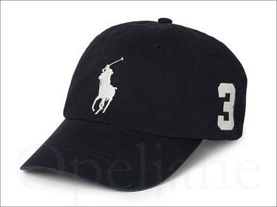 Polo Ralph Lauren Hat 黑色大馬數字3 Logo 運動休閒鴨舌帽/棒球帽高爾夫球帽 愛Coach包包