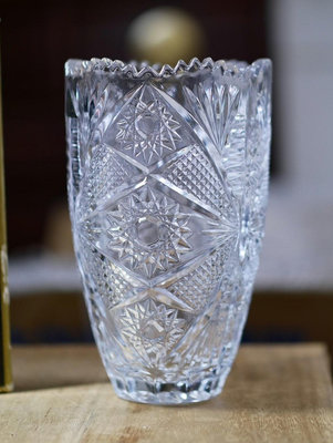 日本回流SOGA品牌，高透，水晶玻璃花瓶，水晶花器，手工切子