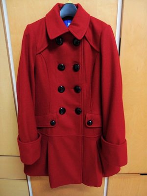 burberry blue label紅色雙排釦毛料外套 大衣