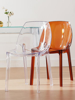 現貨 ：北歐透明餐椅塑料創意設計亞克力椅戶外靠背餐廳咖啡椅子