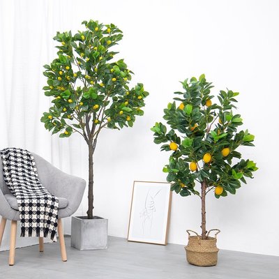 下殺-北歐大型仿真檸檬樹橘子樹室內裝飾綠植盆景假花家居擺件落地假樹