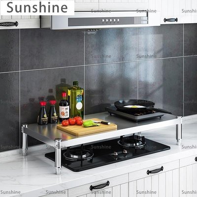 [Sunshine]廚房收納 304不銹鋼單層電爐微波爐置物架廚房臺面收納架灶臺一層烤箱2兩