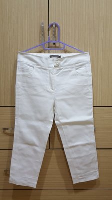 銀穗 EU EUNICE 專櫃 白色中腰厚棉斜紋布七分褲