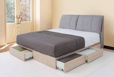 【生活家傢俱】HJS-462-2A：系統6尺亞麻布雙人床【台中家具】床頭片+抽屜床底 雙人加大 低甲醛E1系統板 台灣製