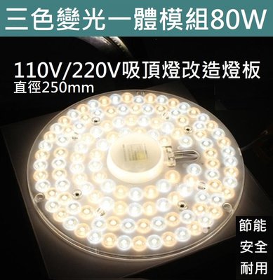 80W LED吸頂燈 風扇燈 吊燈 三色變光一體模組 圓型燈管改造燈板套件 2835 led 圓形光源貼片