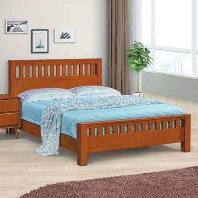 【在地人傢俱】24 輕鬆購-谷德柚木色實木5尺雙人床台/床架~實木床板 GD77-6