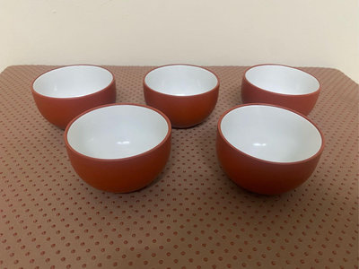 老日本茶道具 常滑燒 朱泥杯 落款 高用 五杯一組 日本製