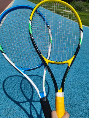 運輸磕碰瑕疵鄧祿普全碳素網球拍一體輕質學生入門耐打送底座網球-黃奈一