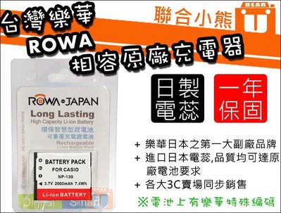 【聯合小熊】ROWA JAPAN Casio EX10 ZR1200 ZR1000 NP-130 NP130 電池
