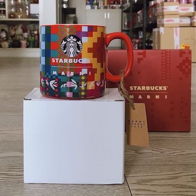 【珍華堂】(稀少珍品)-星巴克 Starbucks-Marni星巴克瑪尼聯名500ml多彩馬賽克紋陶瓷磚咖啡杯-全新品