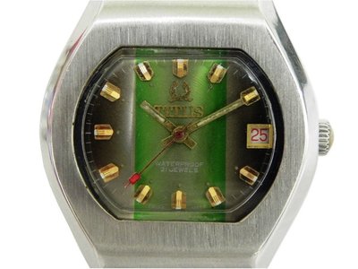[專業模型] 機械錶 [TITUS S2840] 鐵達時方形自動表[21石][綠色面+日期] 時尚/古董/軍錶