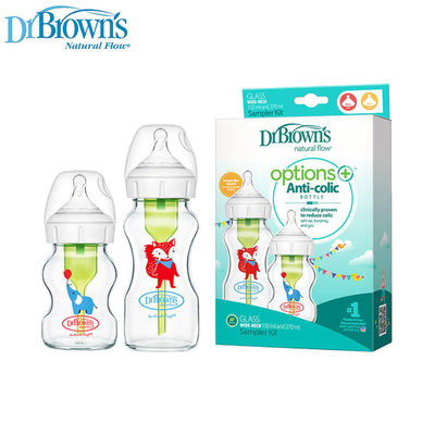 【Re*】美國 Dr. Brown's 布朗博士 OPTIONS+  玻璃寬口兩用奶瓶組1大1小
