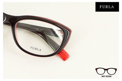 【My Eyes 瞳言瞳語】Furla 義大利品牌 咖啡色貓眼造型光學眼鏡 時尚設計 獨特風格 (VU4861)