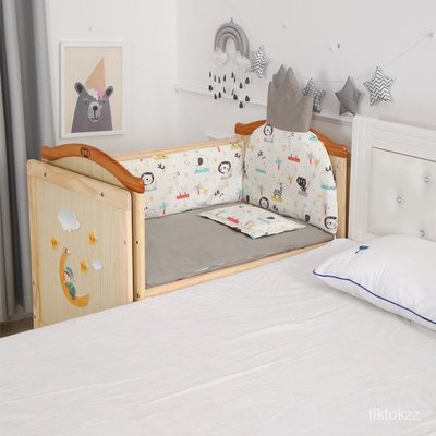 百思樂福 電動嬰兒床拼接大床邊床實木自動搖床新生兒寶寶bb床多功能遙控靜音搖籃床烤漆可移動