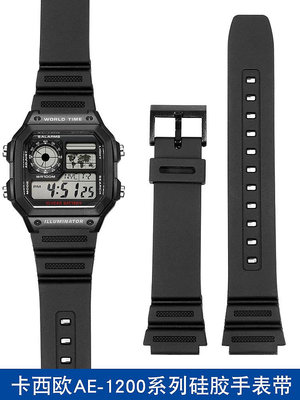 錶帶 替換帶適配casio卡西歐AE-1200WH 1300 W-216 F-108 91小方塊硅膠手表帶