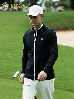 美國PGA 高爾夫服裝男士馬甲春季保暖運動外套拉鏈立領運動男裝