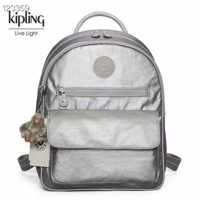 【熱賣精選】 Kipling 猴子包 K16841 金屬銀灰 拉鍊夾層輕量雙肩後背包 輕量 大容量 防水 限時優惠