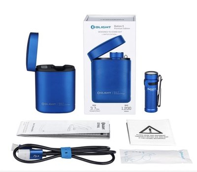 藍色限量版 OLIGHT BATON 3 1200流明 無線充電盒 指揮家3 附16340電池