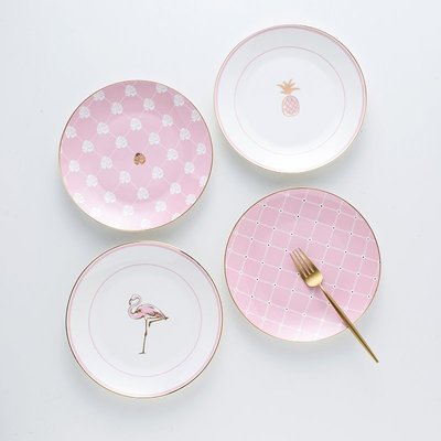 C - R - A - Z - Y - T - O - W - N　粉紅系列簡約風西餐盤牛排盤子沙拉盤樣品屋裝飾展示盤子