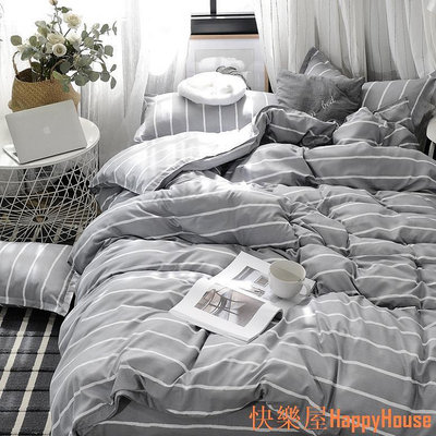 衛士五金條紋舒柔棉床包 灰色床包 寢具 床單 床包四件組 床罩 被套 單人床包 雙人床包 加大床包 IKEA尺寸床包