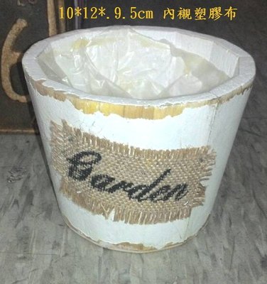【浪漫349】作舊 照片1木桶花器 麻布裝飾garden 置物筒置物桶