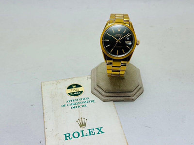 【黃忠政名錶】勞力士 Rolex 15505 date 套金材質 34mm 整只原裝 cal.3035 原廠底紙在 附原廠1986保單