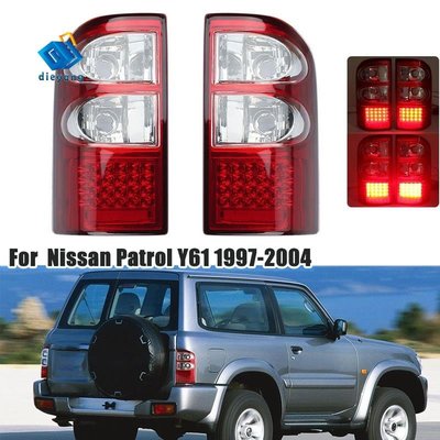 NISSAN 日產巡邏 Y61 系列 1997 1998-2004 紅色的汽車左右後尾燈轉向信號燈剎車燈-飛馬汽車