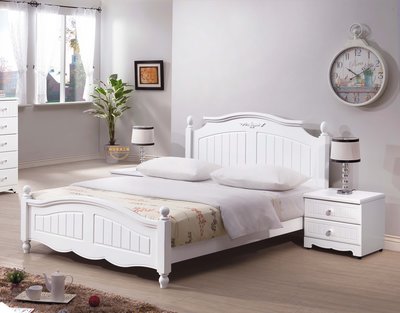 [新荷傢俱] Y 166 ☆法式5尺白色單人床架(另有3.5尺/6尺雙人床) 雙人床 雙人床台 法式床 歐式床架