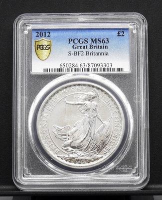 BB043-20【周日結標】鑑定幣=2012年 英國 不列顛尼亞2英鎊銀幣=1枚 =PCGS MS63
