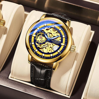 現貨男士手錶腕錶歐綺娜直播同款手錶男士全自動機械錶2.5D鏤空透底機械男錶