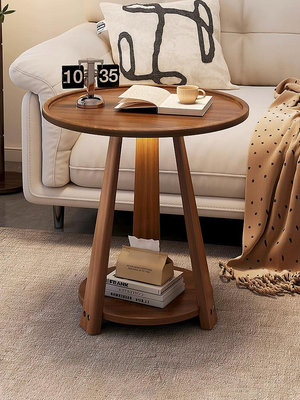 客廳茶幾沙發邊幾實木小圓桌現代簡約邊桌陽台小茶桌床頭小桌子