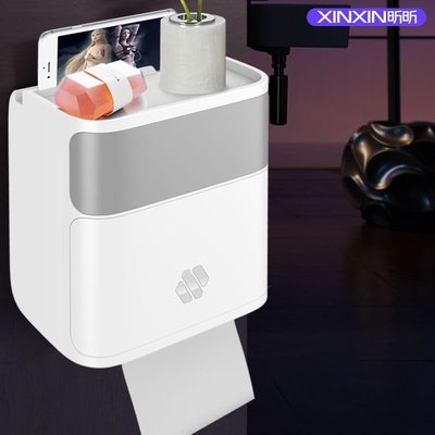 衛生間紙巾盒廁紙置物架廁所掛壁創意免打孔防水衛生紙~特價