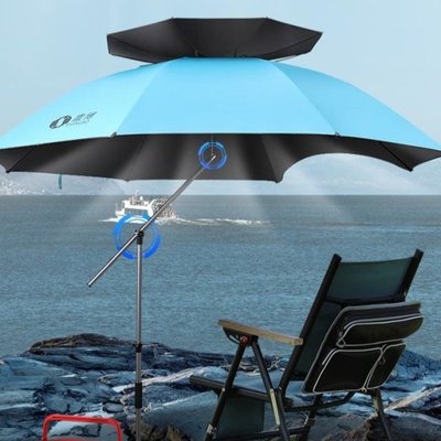 現貨熱銷-盛博釣魚傘2022新款地插萬向大釣傘雙彎高級新型黑膠戶外專用釣傘-特價