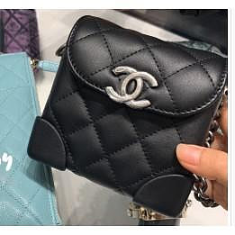 CHANEL  黑色 銀練 鏈帶 方胖子 斜背包 AS1348 現貨