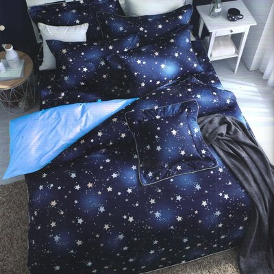 兩用被床包組四件式雙人尺寸-浩瀚星空-台灣製精梳棉 Homian 賀眠寢飾