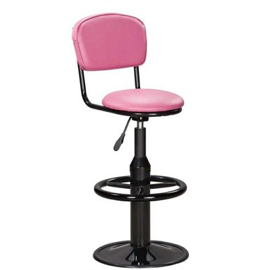 亞毅辦公家具 工業風 高腳椅 黑色圓盤踏圈吧檯椅 升降椅 粉紅色夜店椅