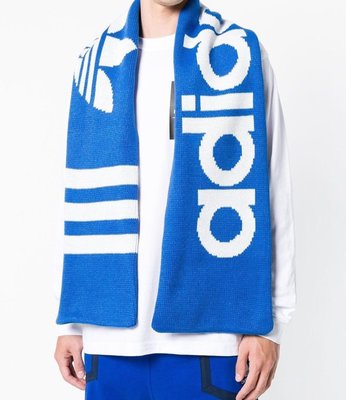 Adidas - 三葉草藍色針織圍巾 全新現貨