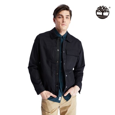 Timberland 男款黑色那科馬河棉質工裝襯衫式外套|A2EG7，尺寸 L，全新品。