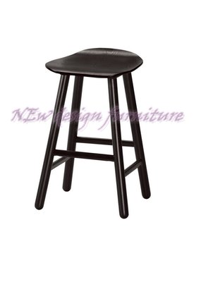 【N D Furniture】台南在地家具-北歐風橡膠木實木耐水耐磨曲木板實木皮深黑咖板椅/椅凳/腳椅/吧椅MC