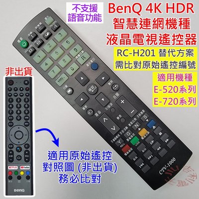 BenQ 4K HDR液晶電視遙控器 RC-H201 (副廠免設定) (沒有語音功能) 適用 E-720 E-520系列