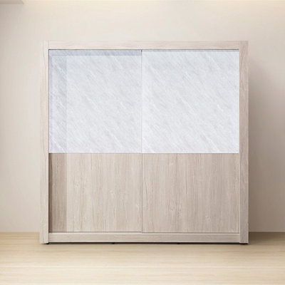 【日本直人木業】SILVER 白橡木210cm滑門衣櫃