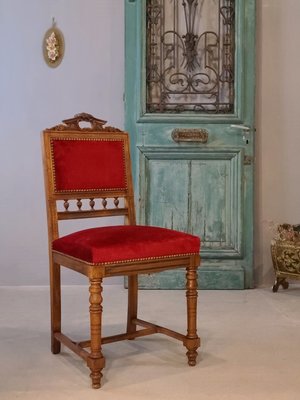 【卡卡頌  歐洲古董】19世紀 法國 底蘊細膩 高工藝 胡桃木 雕刻 古董椅 餐椅 書桌椅 ch0420 ✬