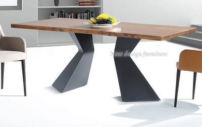 【N D Furniture】台南在地家具-工業風黑色腳自然邊實木桌面180cm餐桌(胡桃色/原木色)YQ