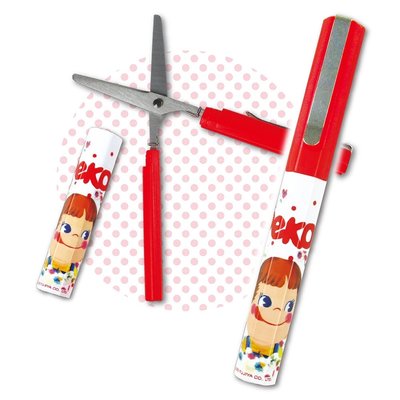 asdfkitty*PEKO 不二家 牛奶妹 攜帶式剪刀-筆型-方便收納-隨身攜帶-日本正版商品