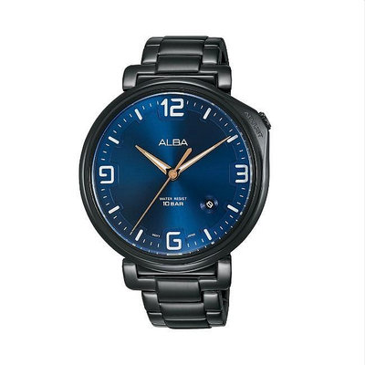 「官方授權」ALBA 雅柏 對錶系列 情人節 男款 水晶鏡面 石英腕錶(AS9H47X1) 43mm