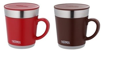 膳魔師不銹鋼真空保溫杯JDC-350-BW /RD咖啡色/ 紅色任選 ,把手咖啡杯,隔熱杯  , 有杯蓋