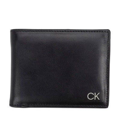 【美麗小舖】Calvin Klein CK 黑色 素面真皮皮革 男夾 皮夾 短夾 錢包~全新真品現貨在台 C97005