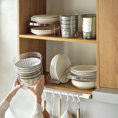 廚房碗碟收納架櫥櫃盤子分層置物盒台面塑料立式鍋蓋架餐具瀝碗架