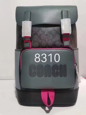 現貨COACH 8310 TRUCK男士拼色牛皮雙肩包 後背包 旅行包 翻蓋搭扣登山包 超低直購 美國正品明星同款熱銷